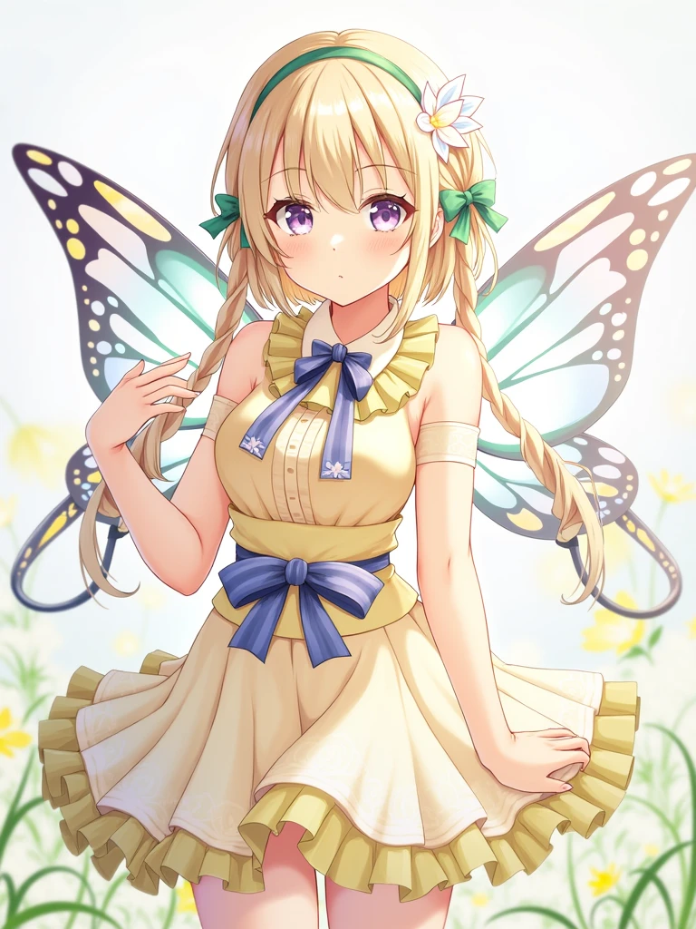 1 Girl ,Fairy, Butterfly wings, beautiful clothes,(high resolution, High Detail, best quality), Medium breasts