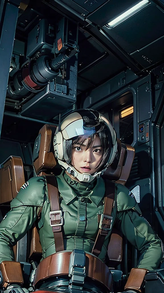 Ruriko Midorikawa、Mundo Cockpit、Zeon Pilot、Pilot Suit、Upper Body、Cockpit of a giant robot、
