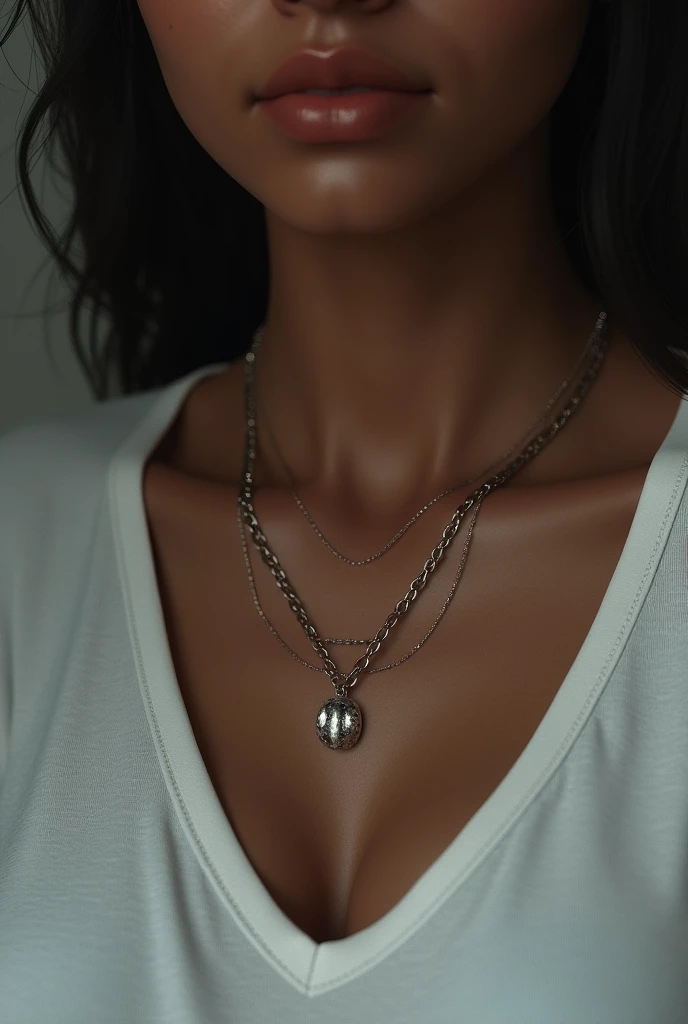 (head of&#39;artwork, Photorealistic:1.4, extremely complex:1.3, radiosity, photon maping, dtx, 8k), ((((necklace close up, t-shirt blanc, wetty, [mediuml breasts:tetas grandes:0.8])), wetty, [skin detail:dark skin:0.7], naturel, 19 year old teenage model), Dark room, ((douche en pierre, douche en verre, to do the housework)))
