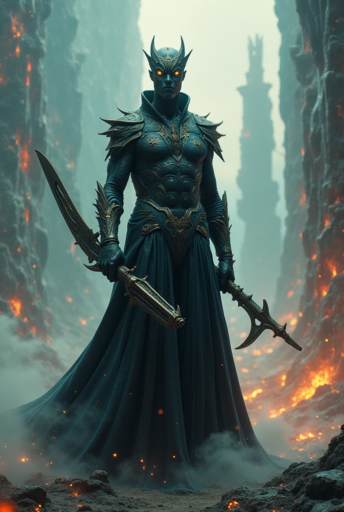 Xebra man wearing a cool robe holding a weapon 
