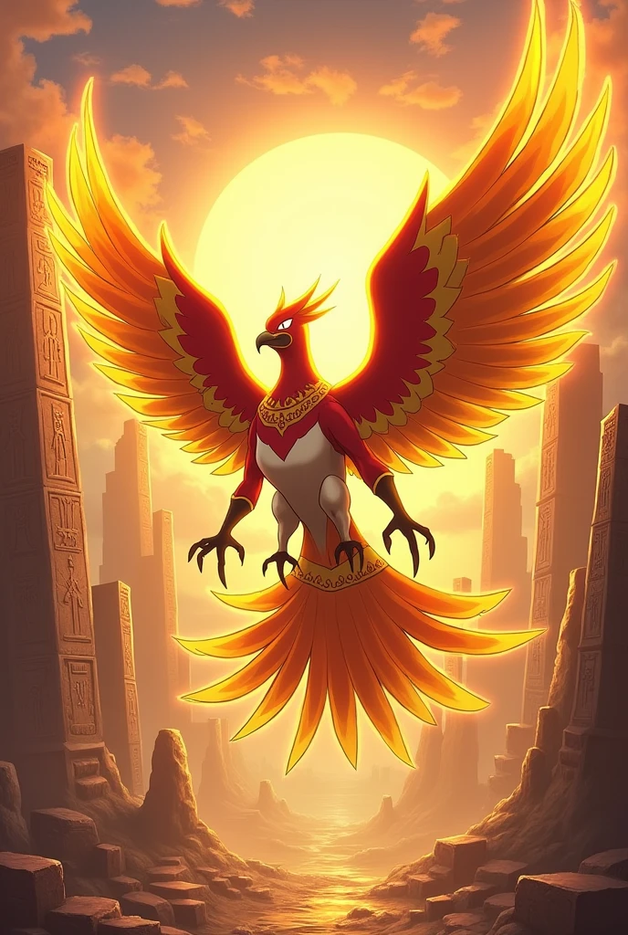 Make legendary pokemon based on the winged falcon of Ra from yu-gi-oh 