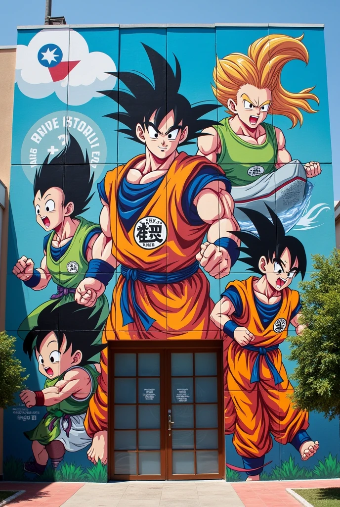 Mural of the University of Chile Sports Club and Dragon Ball Z