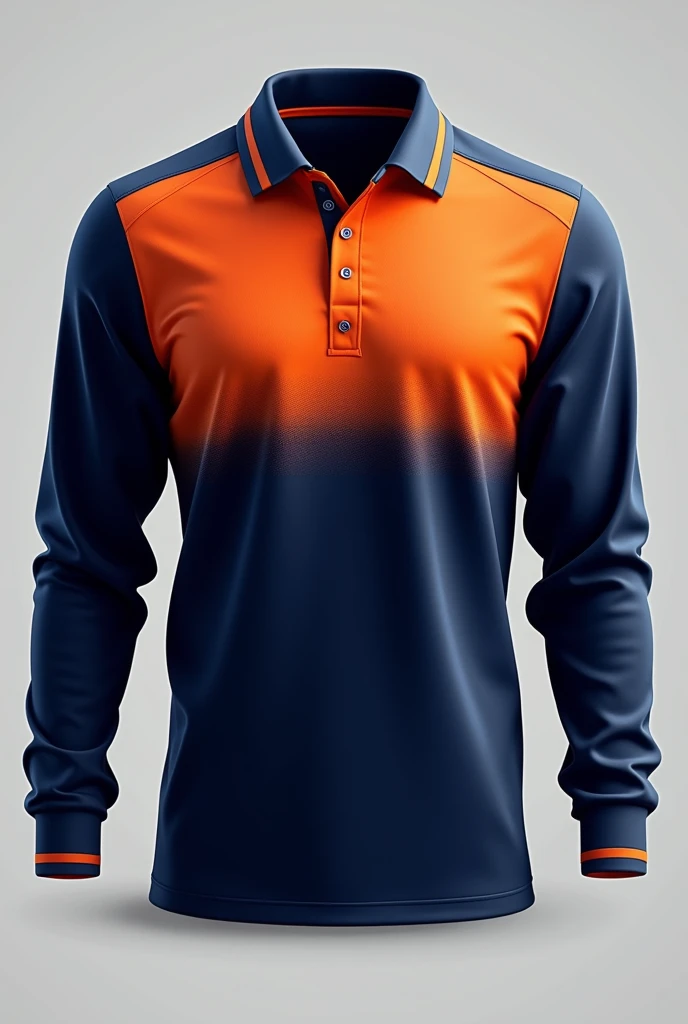 Cricket full sleeve jersey in navy blue and orange mix colors 