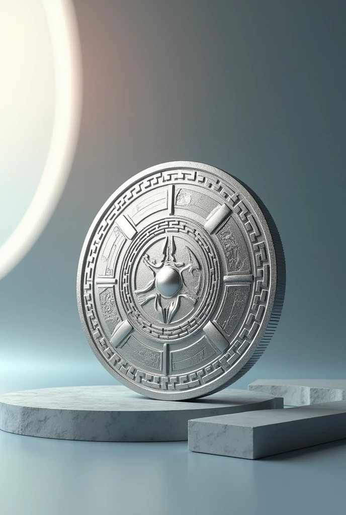 Silver coin from the future 1000 years, elegant background