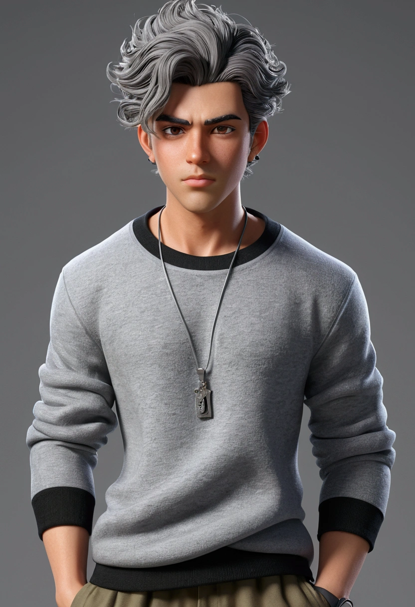 Personnage de dessin animé homme poilu avec cheveux longs et sweat-shirt gris, Riyad Cassim, un homme ???? aux longs cheveux tressés, prise début 2020, un personnage animé, personnage stylisé, rendu du style d&#39;animation, 3D stylisé, le rendu
