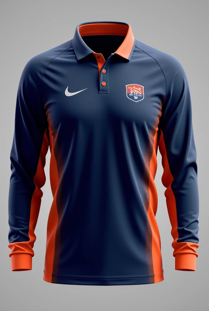 Cricket full sleeve jersey in navy blue and orange mix colors