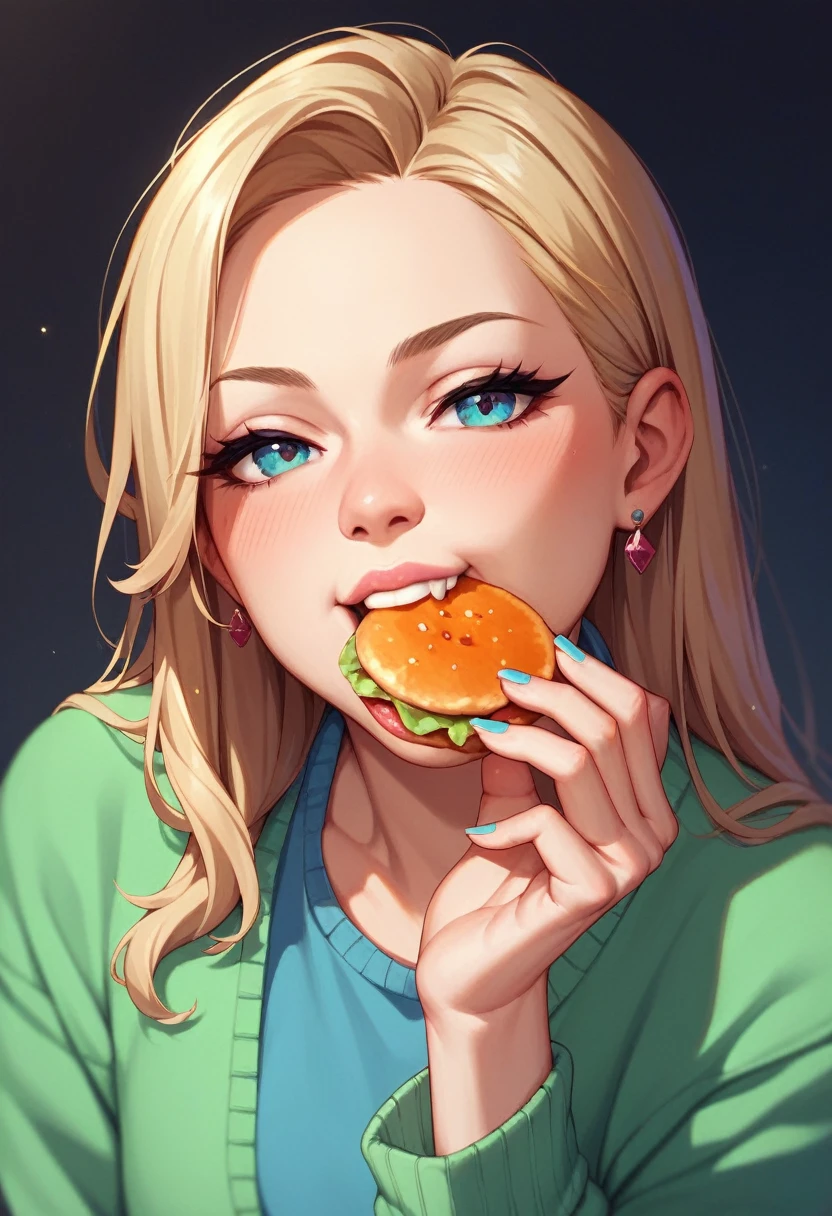 woman eat ham