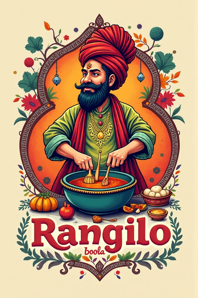 create a logo for cloud kitchen called Rangilo rasoda is rajasthani classic style 