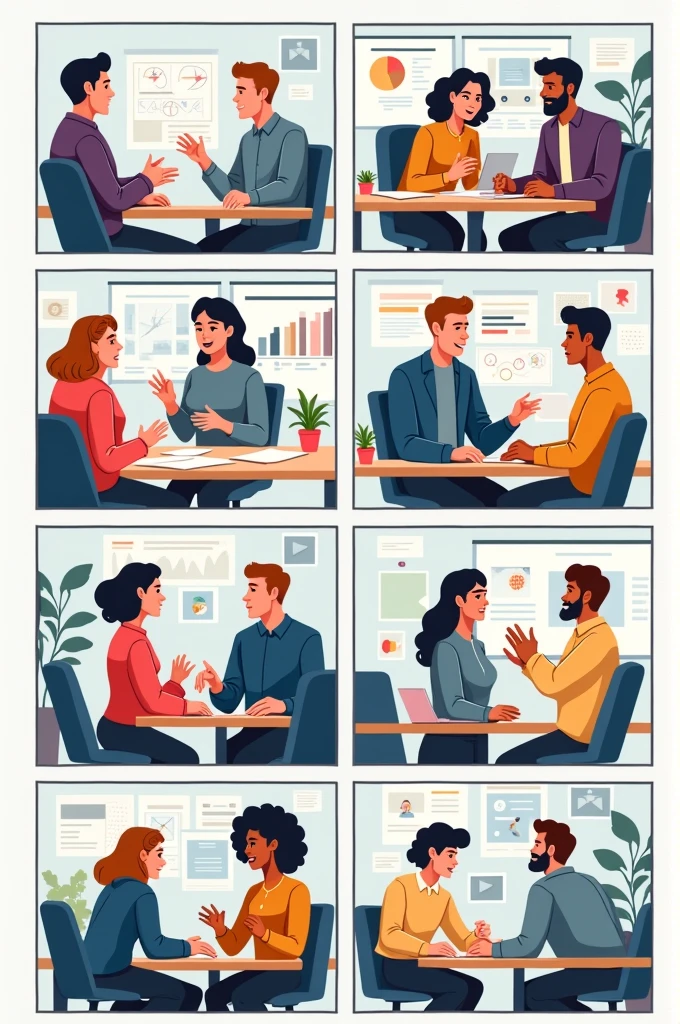 Create a 10-frame comic strip where the rules for collaborating are practiced