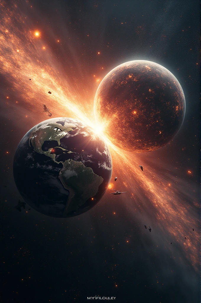 Our planet earth in space war with another neighboring planet