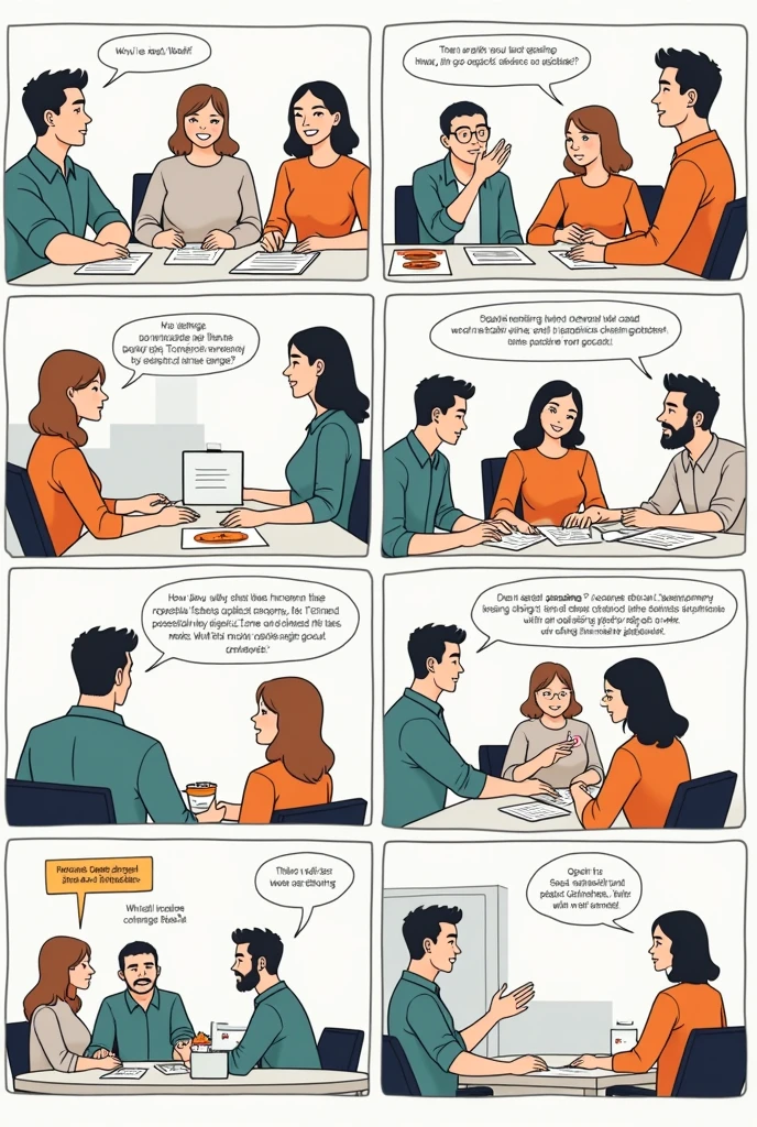 a 10-frame comic strip where the rules for collaborating are practiced
