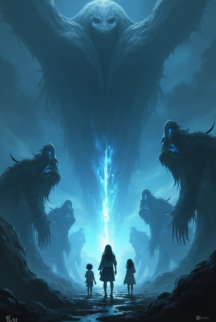 make a picture of the game "sky children of light" and make the players face the darkness, With dark and horrible creatures 
