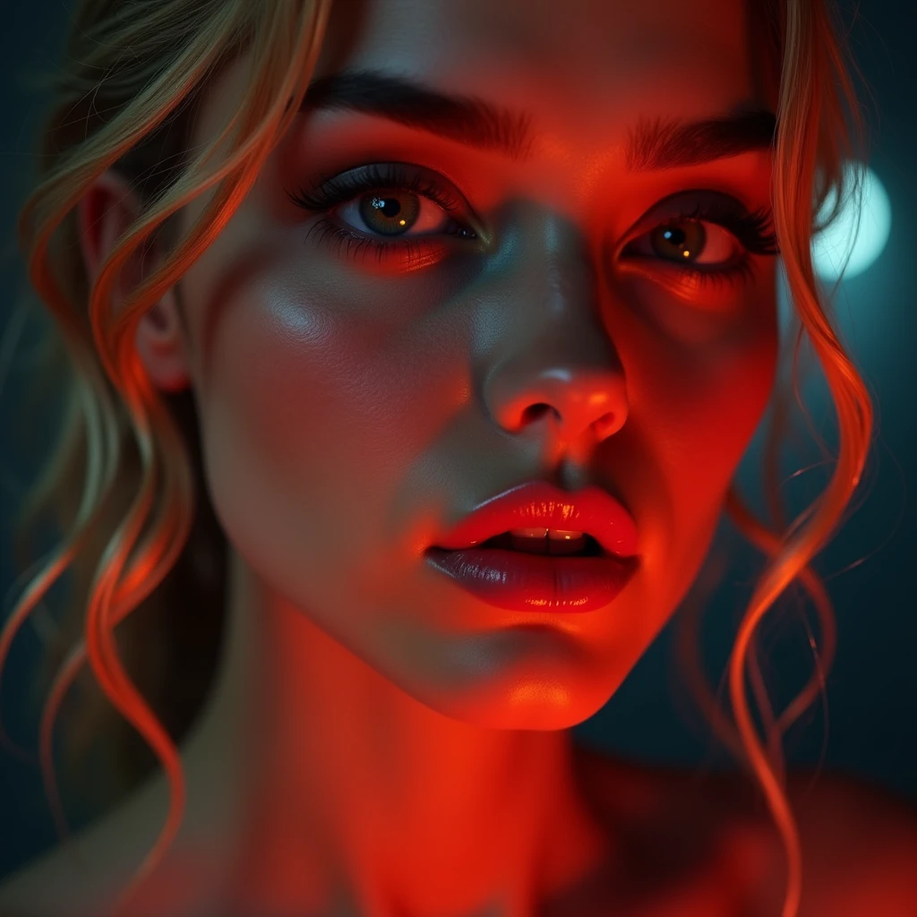 ((Cara Delevingne)), ((She looks in love)), ((detailed face)), (photorealistic), (Ray tracing), (Sharp Focus), ((Natural, realistic skin texture)), (red eyes, bioluminescent)