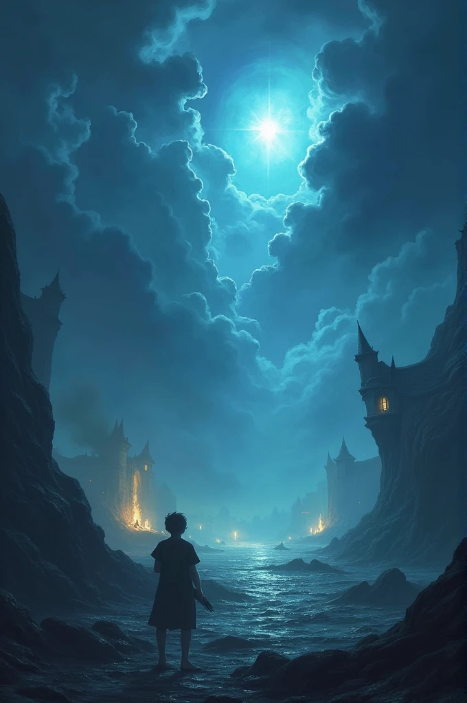 make a picture of the game "sky children of light" and make the players face the darkness, with horrible creatures
