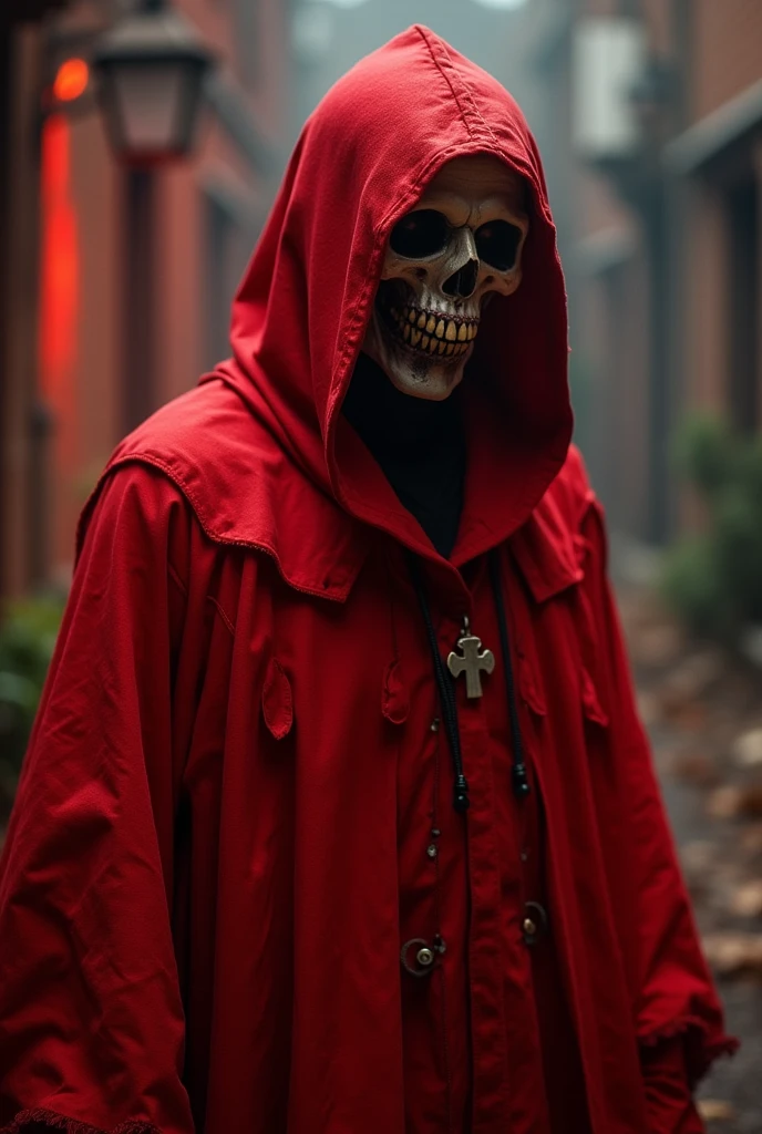 A horrible ghost wearing red