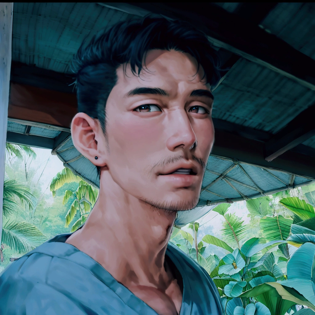 there is a man that is standing outside with a banana, 2 , thawan duchanee, 2 8 years old old, 2 3 yearsd 1 9 years olde, 4 0 years old man, e early 2020s, 2 2 years old, handsome chad chin