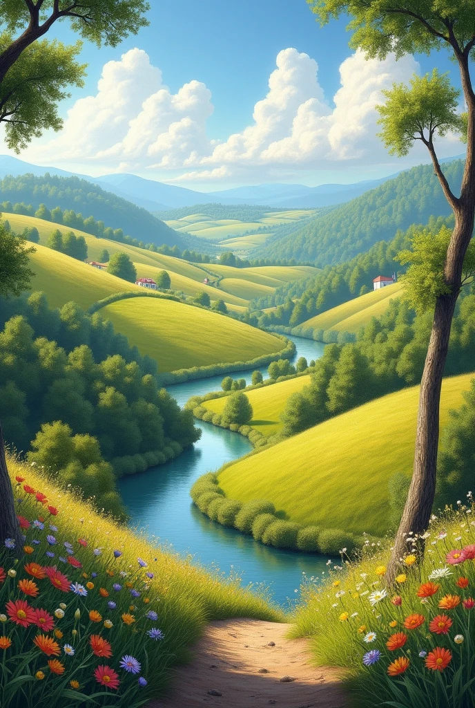 Beautiful landscape to paint on a canvas
