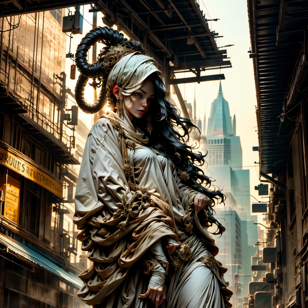 Portrait photo of a beautiful woman ,perfect eye+Best quality+a high resolution+ultra detailed))), Boa Hancock, snake_Scull, long black hair,  keen eyes, Noble, Фон Scullа, sexual, Sharp Focus, photo by Greg Rutkowski, soft lighting, bright colors, masterpiece, ((streets)), detailed face