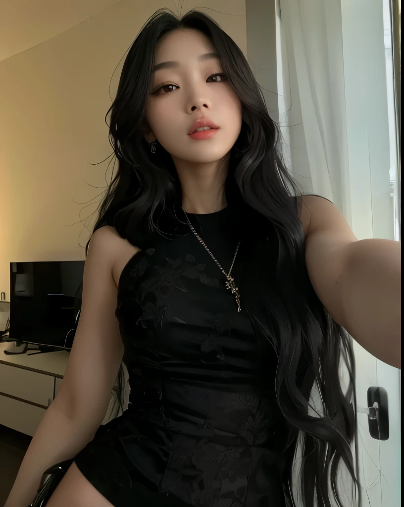 araffe woman in a black dress posing for a photo, garota gótica KOREAN cruel, 18 years old, Linda jovem KOREAN, 22 years old, Linda mulher sul-KOREAN,  KOREAN, 1 6 years old, ela tem cerca de 20 anos, she is about 2 0 years old, 21 years, 1 8 are, beautiful asian girl, Jennie Kim do Blackpink