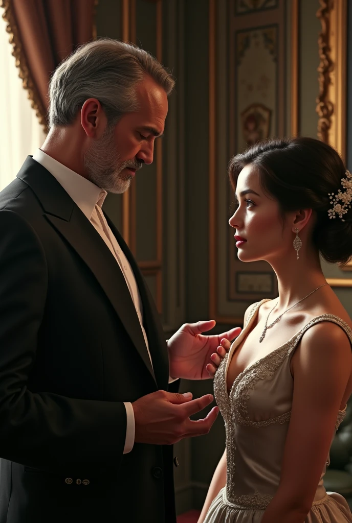 Rich father telling something to her daughter