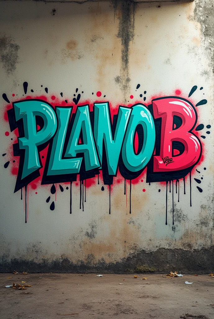 Write in graffiti the word “PLAN B” in Portuguese
