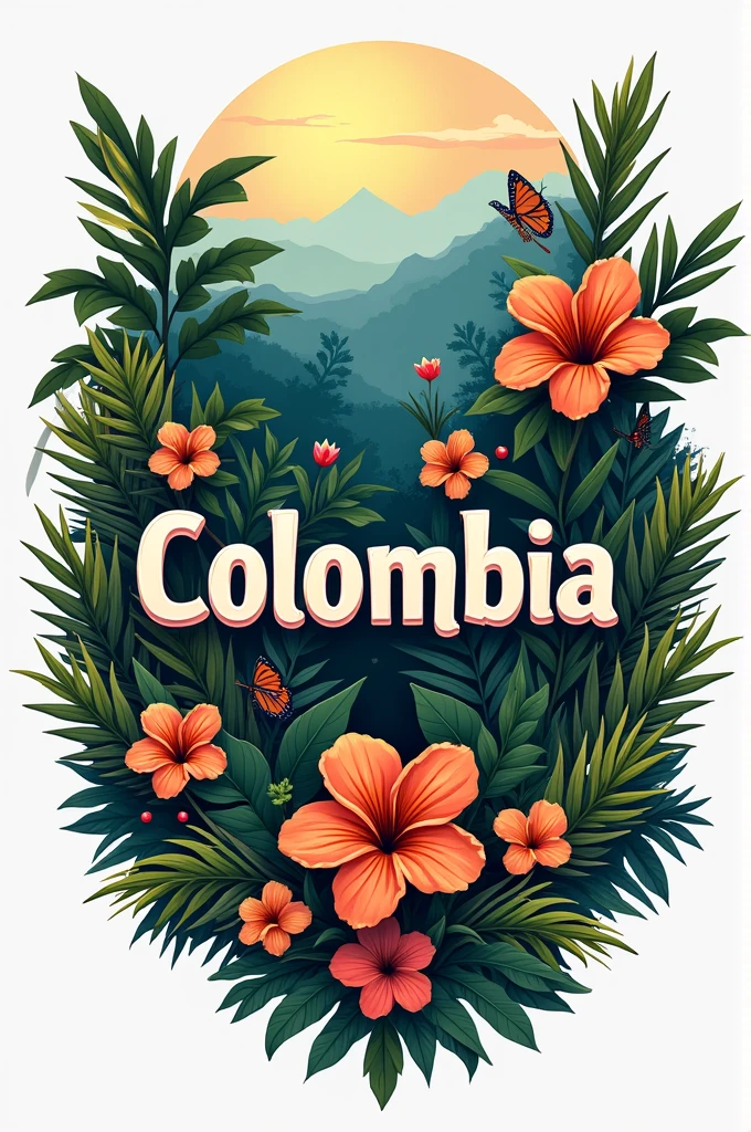 Logo that has the name of my land and has Colombian things