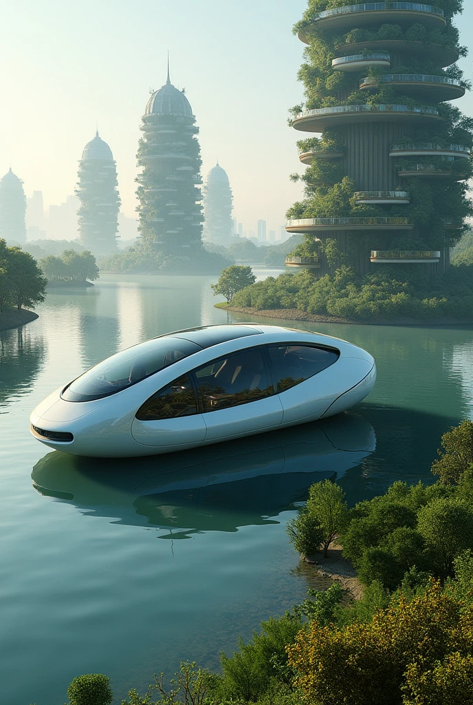 future in 2050, floating cars, Advanced Medicine, ecological buildings