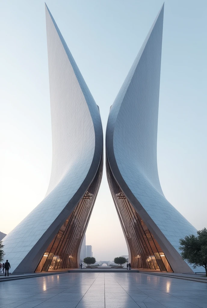 Building inspired of a scissor form
