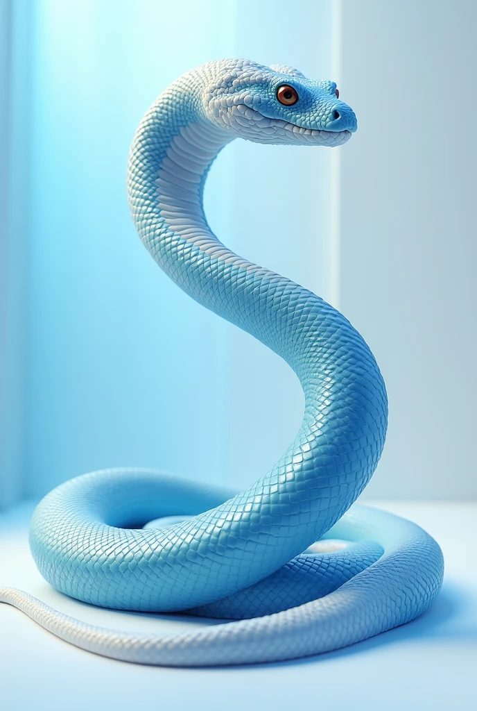 A white and blue snake