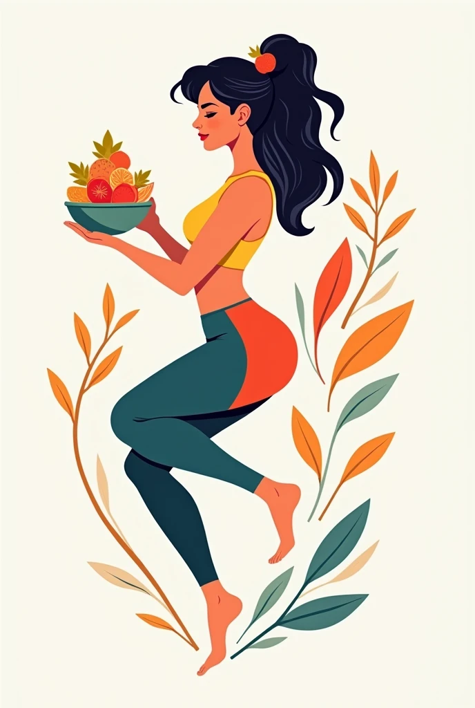 Logo for Instagram account, woman doing exercises, the other half the woman cooking, Using color psychology to make it more attractive to people, that draws attention,vector, Digital art