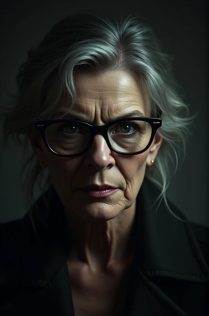 Bad woman's eyes with glasses