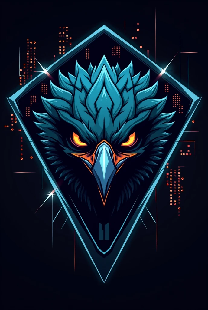 Create a logo for team Victor, use egale eyes which is angry and fierce, logo is needed for a hackathon include elements of coding make it bold edgy and futuristic 