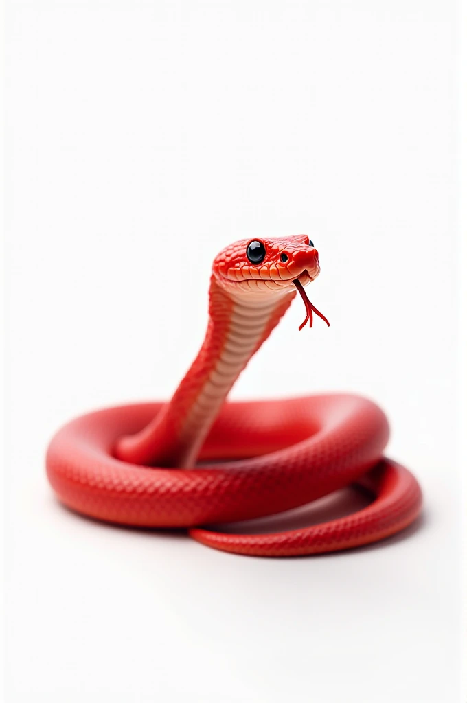 A white background infront of red cute snake