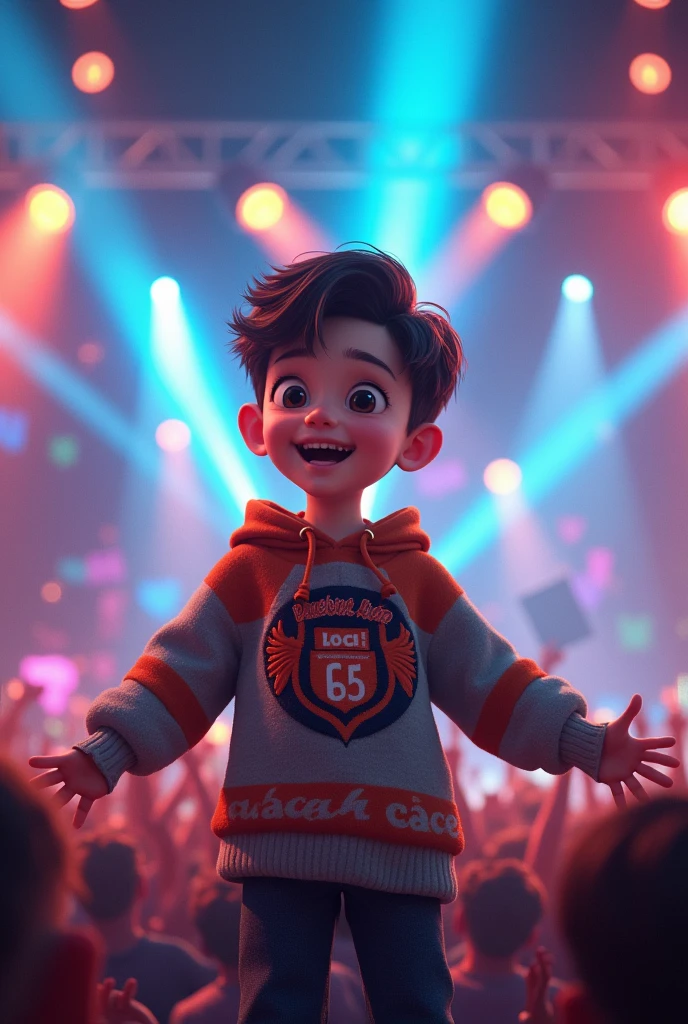 Je veux un garçon pourtant un pull-over avec comme logo Patrick Kim dans un concert