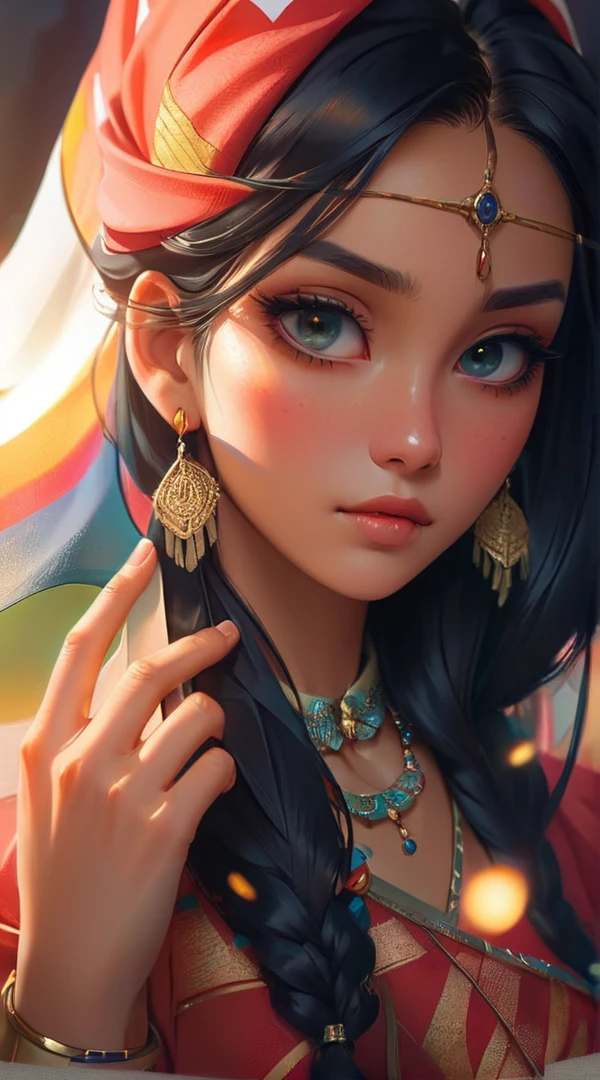 a close up of a woman with a flag on her head, artwork in the style of guweiz, beautiful digital illustration, beautiful digital artwork, stunning digital illustration, a beautiful artwork illustration, extremely detailed artgerm, artgerm. anime illustration, artgerm on artstation pixiv, artgerm. high detail, detailed digital anime art