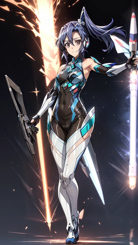 ((full body)),(俯瞰shape),Dynamic Angle,Very detailed, shape, close, straight, One Girl, 
 ((Winner: Tsubasa, Interface Headset, Symphogear Bodysuit:1.4, Dark blue hair)),Her eyes shone like dream-like stars,(Glowing Eyes:1.233),(Beautiful and detailed:1.1),(Expressionless,Mouth closed),(Are standing), 
(In a white spaceship、Maintenance room with tools and spacecraft window),
(night:1.2),dream-like, [[Delicate fingers and hands:0.55]::0.85],(Finger details),