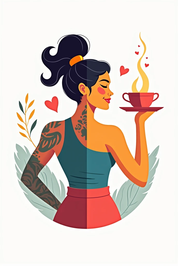 Logo for Instagram account, woman doing exercises, the other half the woman cooking, Using color psychology to make it more attractive to people, that draws attention,vector, Digital art