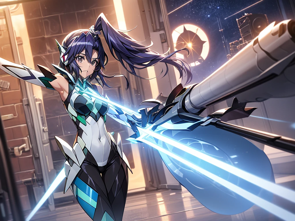 ((full body)),(俯瞰shape),Dynamic Angle,Very detailed, shape, close, straight, One Girl, 
 ((Winner: Tsubasa, Interface Headset, Symphogear Bodysuit:1.4, Dark blue hair)),Her eyes shone like dream-like stars,(Glowing Eyes:1.233),(Beautiful and detailed:1.1),(Expressionless,Mouth closed),(Are standing), 
(In a white spaceship、Maintenance room with tools and spacecraft window),
(night:1.2),dream-like, [[Delicate fingers and hands:0.55]::0.85],(Finger details),