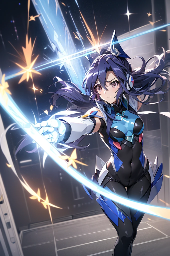 ((full body)),(俯瞰shape),Dynamic Angle,Very detailed, shape, close, straight, One Girl, 
 ((Winner: Tsubasa, Interface Headset, Symphogear Bodysuit:1.4, Dark blue hair)),Her eyes shone like dream-like stars,(Glowing Eyes:1.233),(Beautiful and detailed:1.1),(Expressionless,Mouth closed),(Are standing), 
(In a white spaceship、Maintenance room with tools and spacecraft window),
(night:1.2),dream-like, [[Delicate fingers and hands:0.55]::0.85],(Finger details),