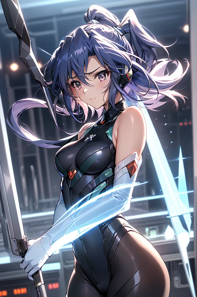 ((full body)),(俯瞰shape),Dynamic Angle,Very detailed, shape, close, straight, One Girl, 
 ((Winner: Tsubasa, Interface Headset, Symphogear Bodysuit:1.4, Dark blue hair)),Her eyes shone like dream-like stars,(Glowing Eyes:1.233),(Beautiful and detailed:1.1),(Expressionless,Mouth closed),(Are standing), 
(In a white spaceship、Maintenance room with tools and spacecraft window),
(night:1.2),dream-like, [[Delicate fingers and hands:0.55]::0.85],(Finger details),