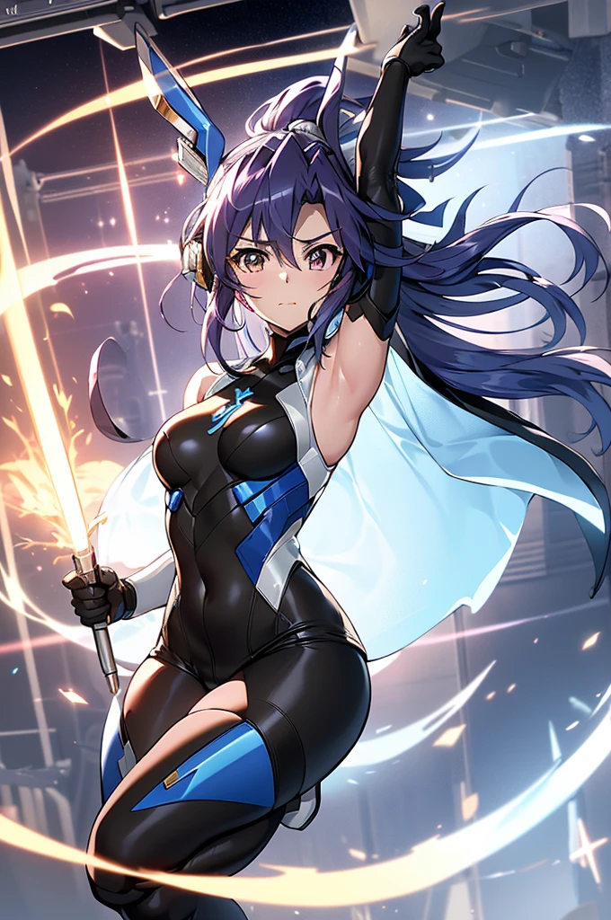 ((full body)),(俯瞰shape),Dynamic Angle,Very detailed, shape, close, straight, One Girl, 
 ((Winner: Tsubasa, Interface Headset, Symphogear Bodysuit:1.4, Dark blue hair)),Her eyes shone like dream-like stars,(Glowing Eyes:1.233),(Beautiful and detailed:1.1),(Expressionless,Mouth closed),(Are standing), 
(In a white spaceship、Maintenance room with tools and spacecraft window),
(night:1.2),dream-like, [[Delicate fingers and hands:0.55]::0.85],(Finger details),