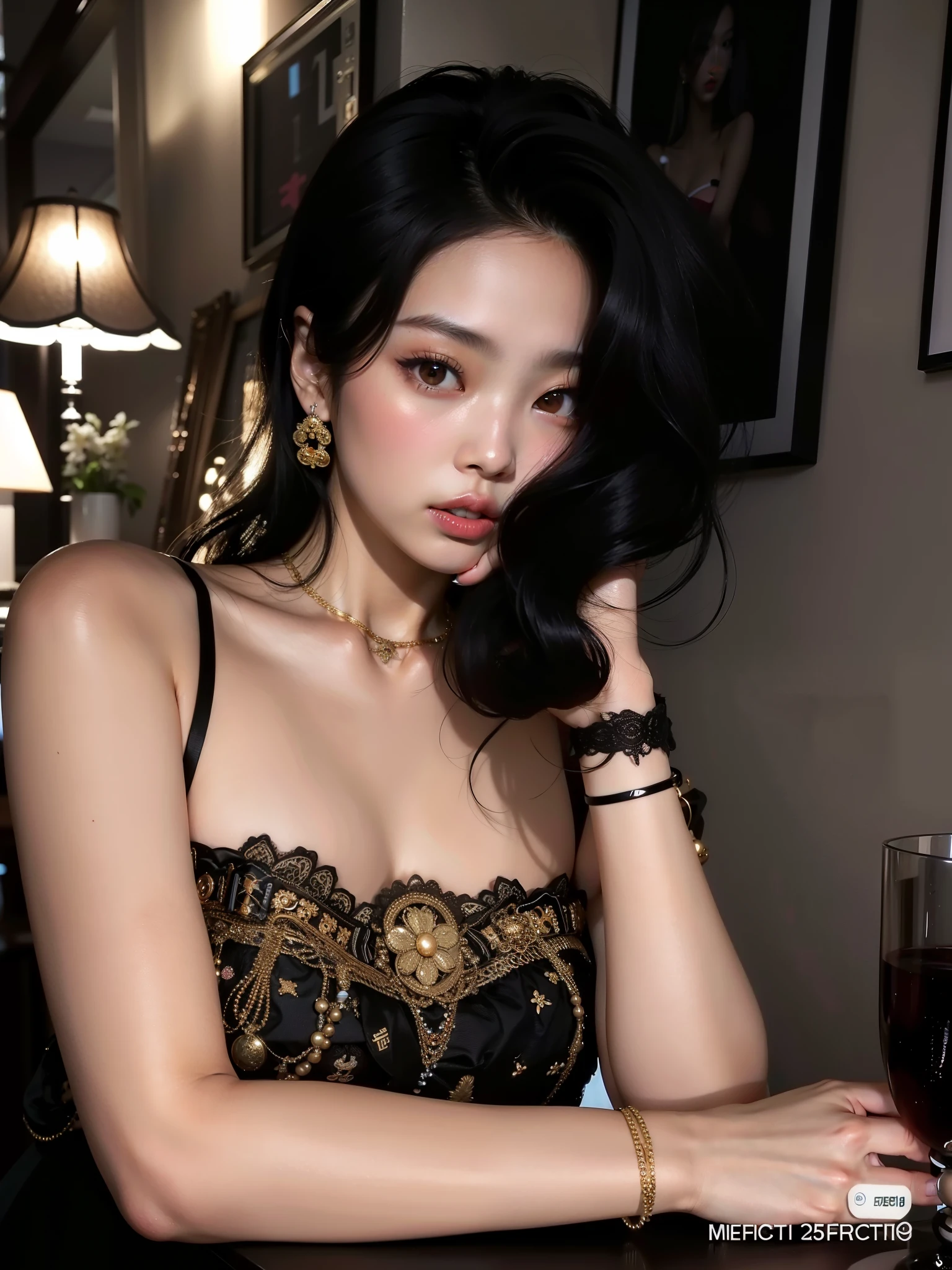 there is a woman with long black hair posing for a picture, maquiagem sul-coreana popular, jennie blackpink, Mulher sul-coreana bonita, coreana, maquiagem coreana popular, mulher coreana jovem bonita, linda mulher coreana jovem, young adorable korean face, korean face features, com rosto redondo, asian features, wan adorable korean face, south east asian with round face, belo rosto redondo Jennie 8K Super Realistic Beautiful Blackpink ultra mega detailed wonderful beauty 8K FULL HD high definition super detailed every smallest detail of her face is detailed Jennie Blackpink