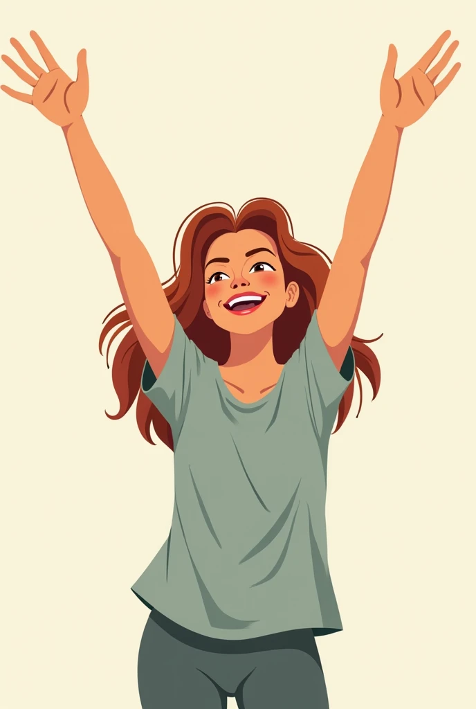 A cartoon of a woman raising her arms to show her happiness