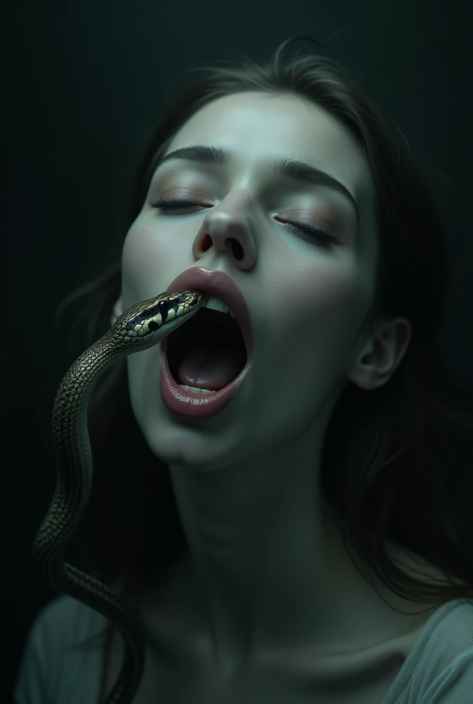 woman with snake coming out of her mouth