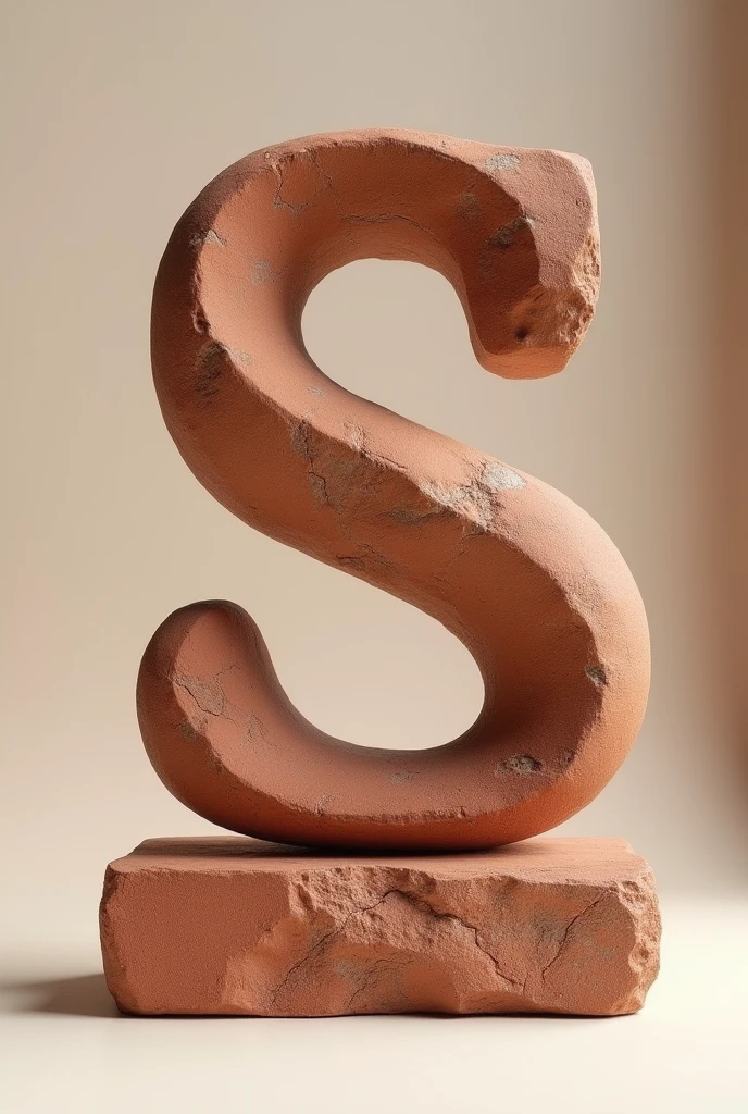 Create a letter s from clay colored stone
