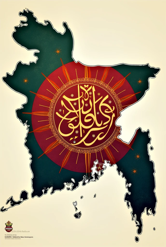 hindu calligraphy hand paint art in Bangladesh map wait flag