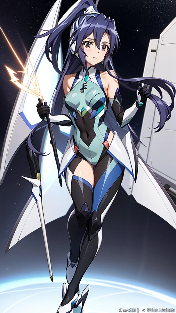 ((full body)),(俯瞰shape),Dynamic Angle,Very detailed, shape, close, straight, One Girl, 
 ((Winner: Tsubasa, Interface Headset, Symphogear Bodysuit:1.4, Dark blue hair)),Her eyes shone like dream-like stars,(Glowing Eyes:1.233),(Beautiful and detailed:1.1),(Expressionless,Mouth closed),(Are standing), 
(In a white spaceship、Maintenance room with tools and spacecraft window),
(night:1.2),dream-like, [[Delicate fingers and hands:0.55]::0.85],(Finger details),