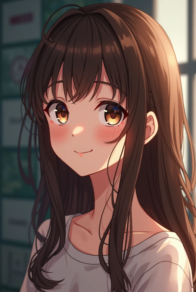 16 year old anime girl with brown hair and light brown eyes