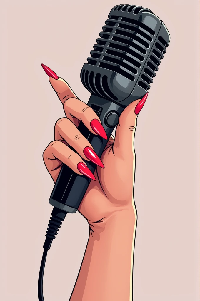 Logo of female hand with acrylic nails holding a microphone