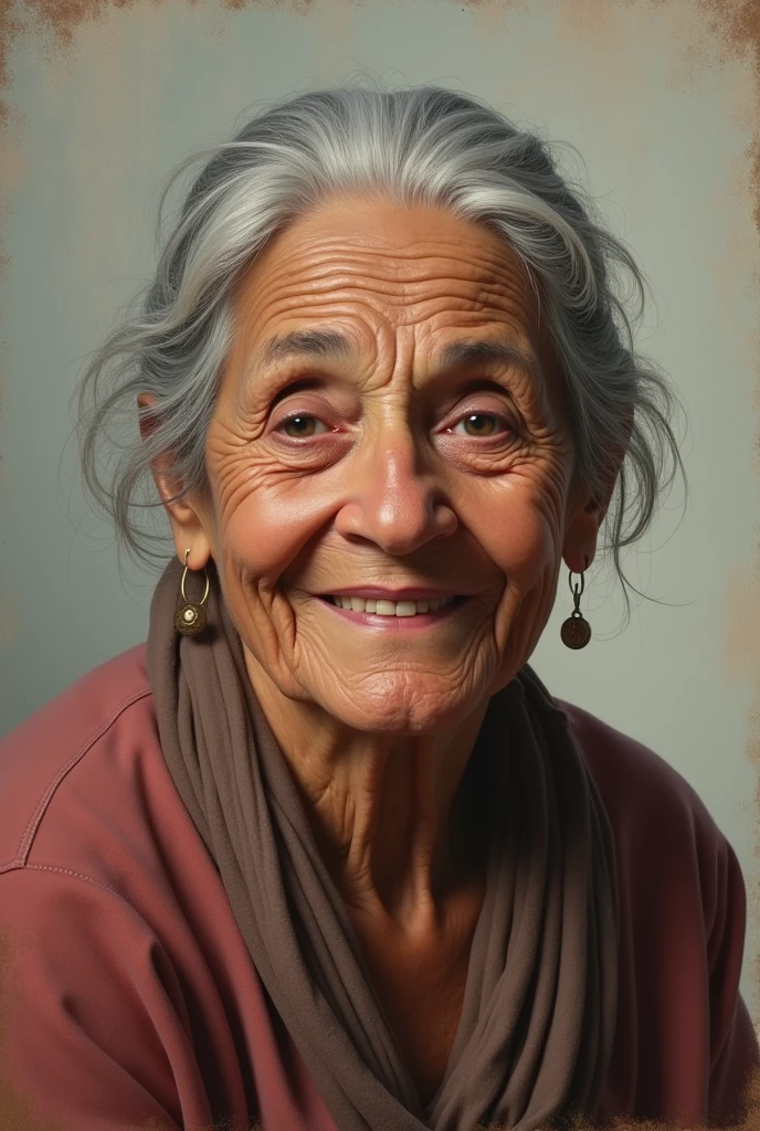 A slightly fat, dark-skinned old lady